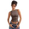 Solid Color Round Neck Sleeveless Top Solid Crew Neck Sleeveless Slim Fit Top Women