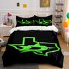 Green Texas Star with Letter "D" Design Print Bedding Set Duvet Cover Pillowcases (1* Duvet Cover 2* Pillowcases Do Not Include Comforter)