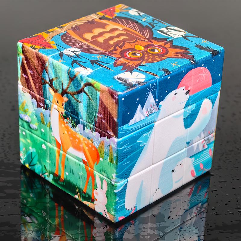 3D 3x3x3 Magnetic Cube 3x3 Speed Cube Print  Animal  Magic Cube Professional Magnetic Funny Cube Puzzle Toys  For Children