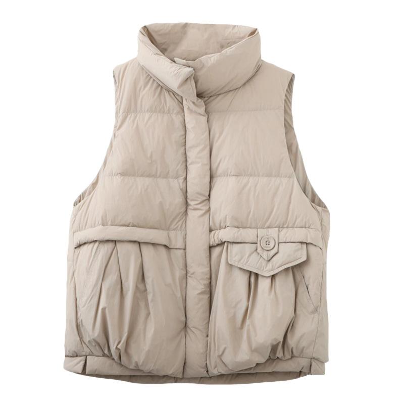 Casual down vest women's outer wear 2024 autumn and winter short, light and thin stand-up collar warm vest tide