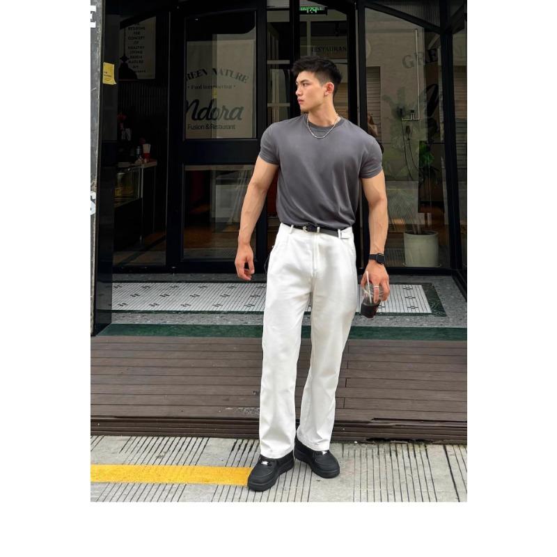 Mens Solid Color American Style Casual Fitness Quick Dry Short Sleeve Base T Shirt