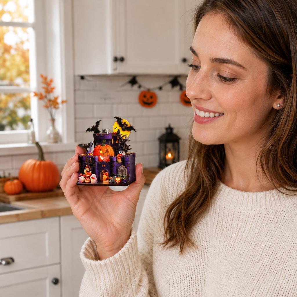 Holz Halloween Modellbausatz DIY Montage Ornament Kühlschrank Geschenk