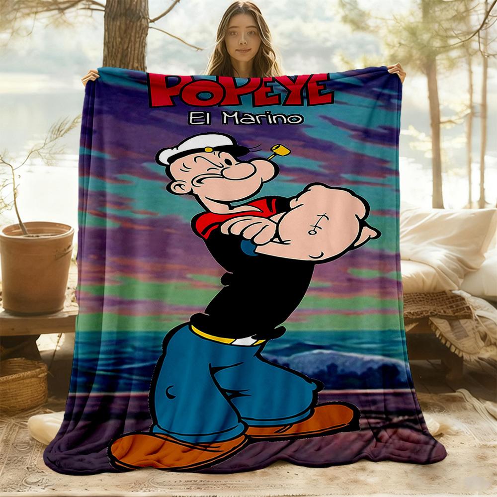 1pc Popeye Sailor Outdoor Blanket Lightweight Flannel, All-Season Use for Sofa, Bed, Travel, Camping, Living Room, Office, Couch027