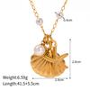 Trendy Lucky Boho Gold Color Shell Imitation Pearl Pendant Necklace For Women Geometric Round Charm Clavicle Chain Jewelry