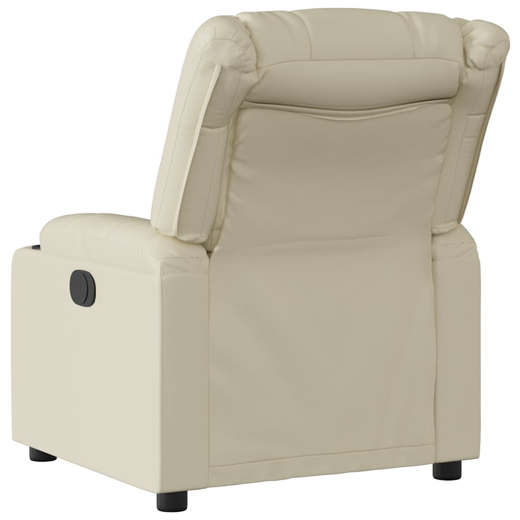 Electric Recliner Chair Cream Faux Leather