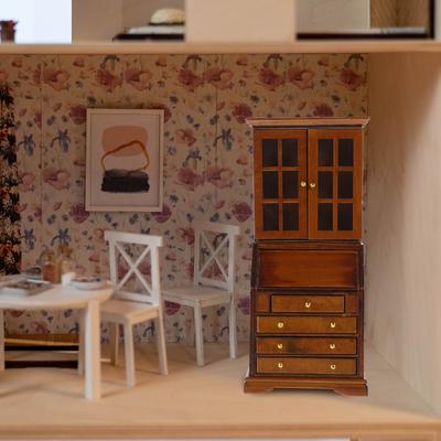1/12 Bibliothèque Miniature Meuble en Bois Mobilier de Maison de Poupée Avec Tiroir de Rangement Fonctionnel Pour Petits Livres Décors de Scène