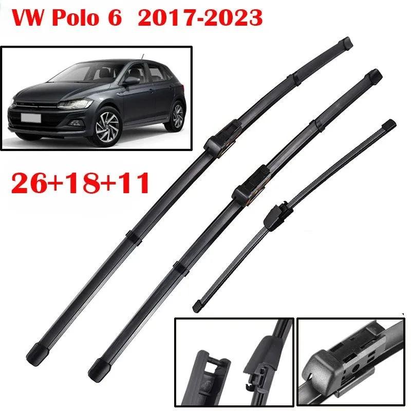 26"+18"+11" Front & Rear Wiper Blades for VW Polo Mk6 2017-2023, Seat Ibiza Mk5, Skoda Fabia Mk4