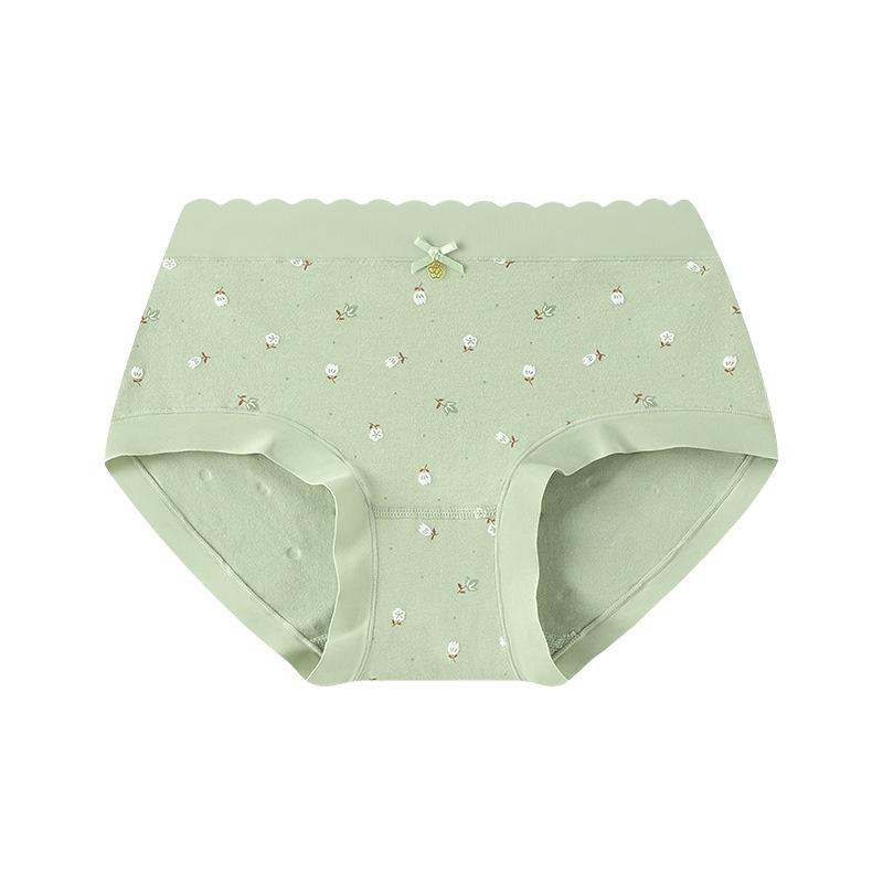 

Сладкое и милое нижнее белье из чистого хлопка для женщин, нижнее белье для девочек с принтом в виде бантиков, женское бесшовное нижнее белье для женщин L светло-зеленый