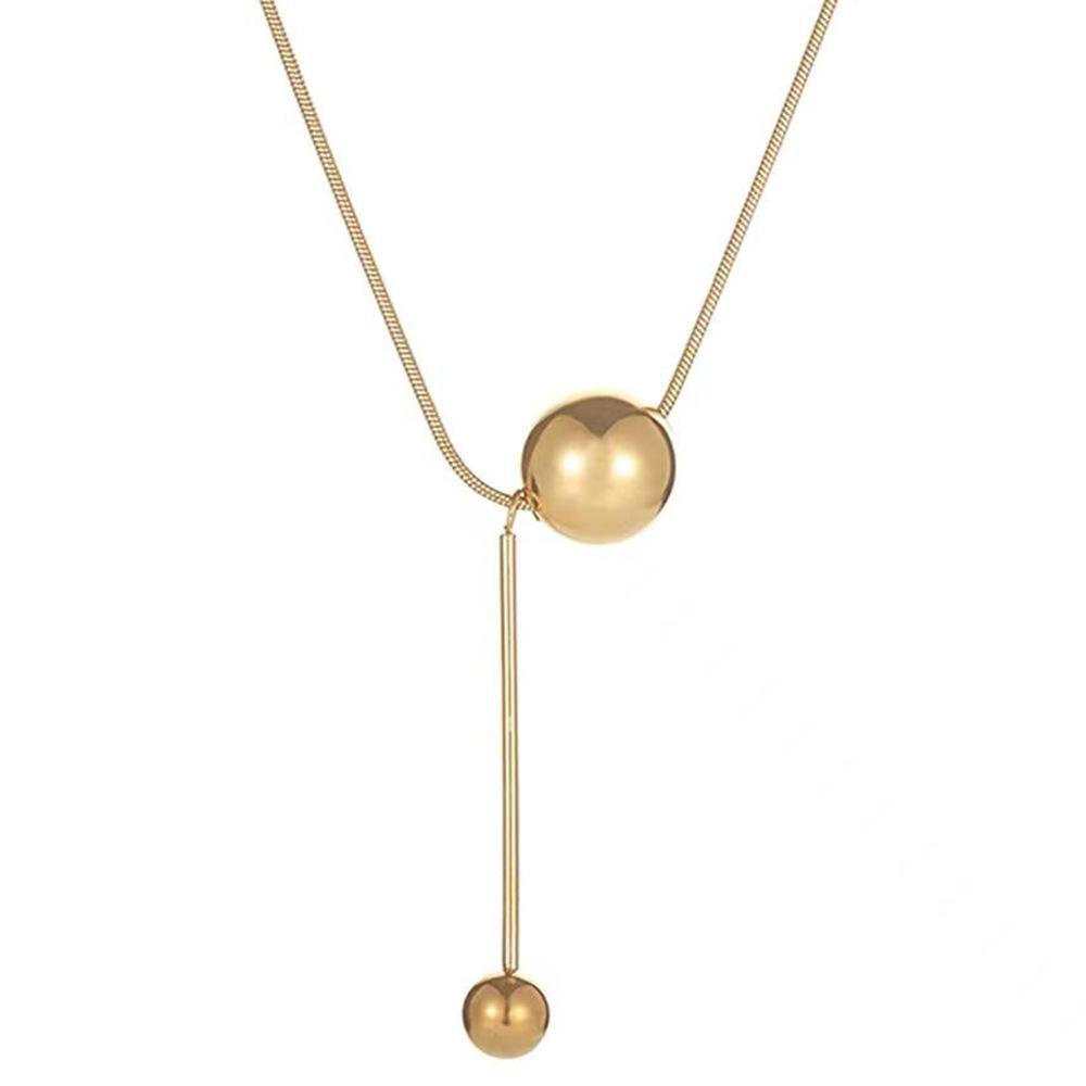 Simple Golden Ball Pendant Stainless Steel Short Necklace Non Fading Jewelry Sexy Elegent Neck Chain For Woman Gifts
