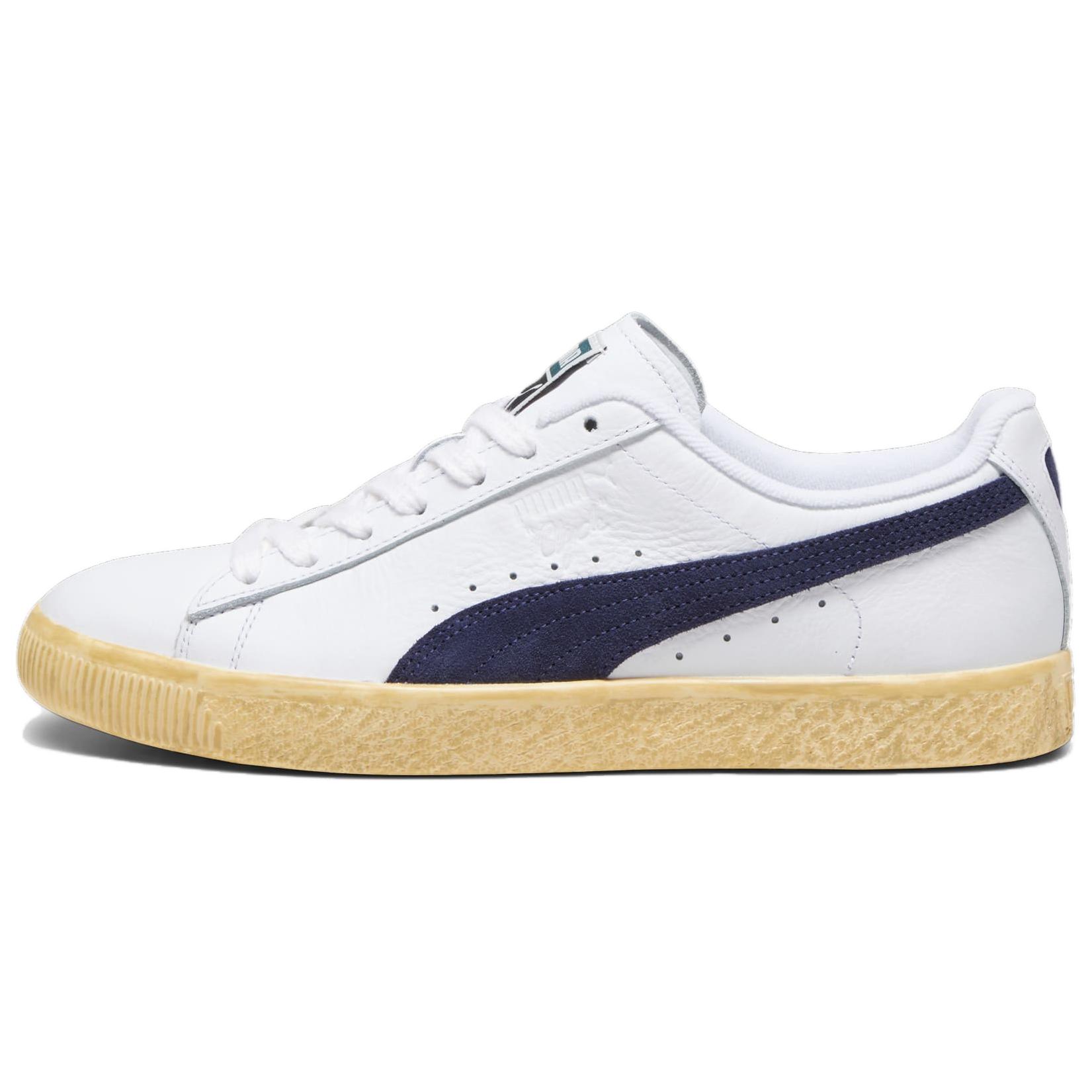Puma Clyde Vintage White Navy Unisex Sneakers 394687-01 35.5
