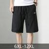 Taglie Forti 6XL-12XL Moda Estiva Pantaloncini Sportivi Neri da Uomo Abbigliamento Vita Elastica Casual Traspiranti Pantaloncini Oversize