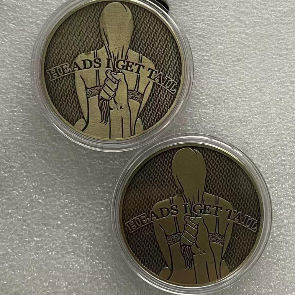 Bronze Pornographic People's Day Gift, Couple Creative Commemorative Medal, Coin, Collectible Gift, Christmas Gift, Stocking Stuffers