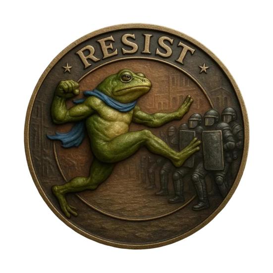 

Portland Frog Coin Frog Wearing Blue Scarf Metal Coin Collectible Inspirational Resist B
