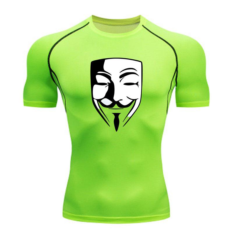 Men's Compression Fitness Sports T-shirt, Anonymous Mask Pri