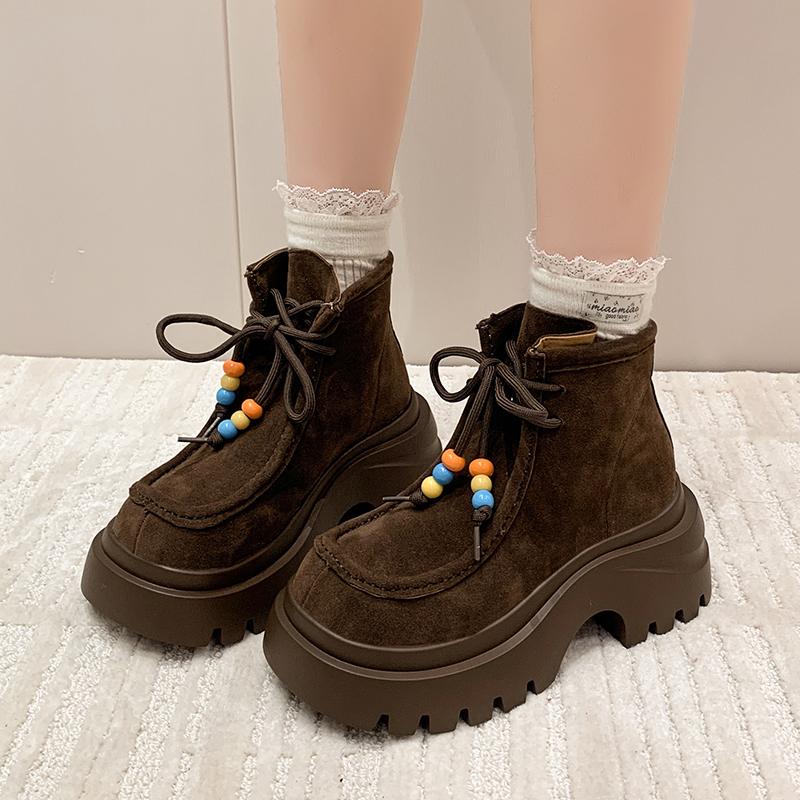 Ankle Boots for Women High Heels Lace Up Fashion Shoes Platform Casual Sport Boots 2025 Winter New Designer Mujer Chelsea Botas