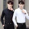 Men's Slim Fit Long Sleeve Black Shirt - Business Formal, Iron-Free, Plus Size Available