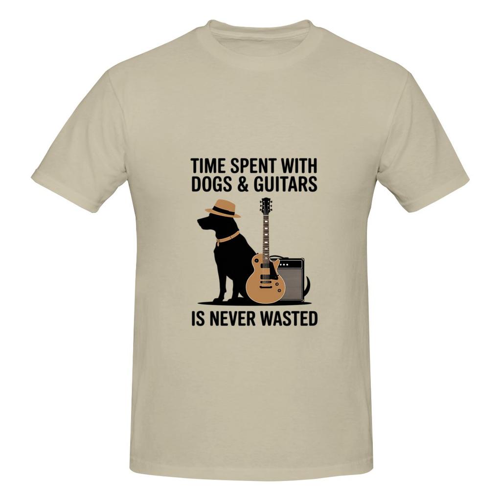 Time Spent With Dogs And Guitars Is Never Wasted Unisex Tshirtminimalist Style Classic Colors Cotton Tee