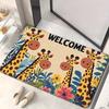 Humorous Funny Giraffe Doormat Welcome Mat Non-Slip Rectangle Welcome Just Kidding Please Go Home Home Decoration