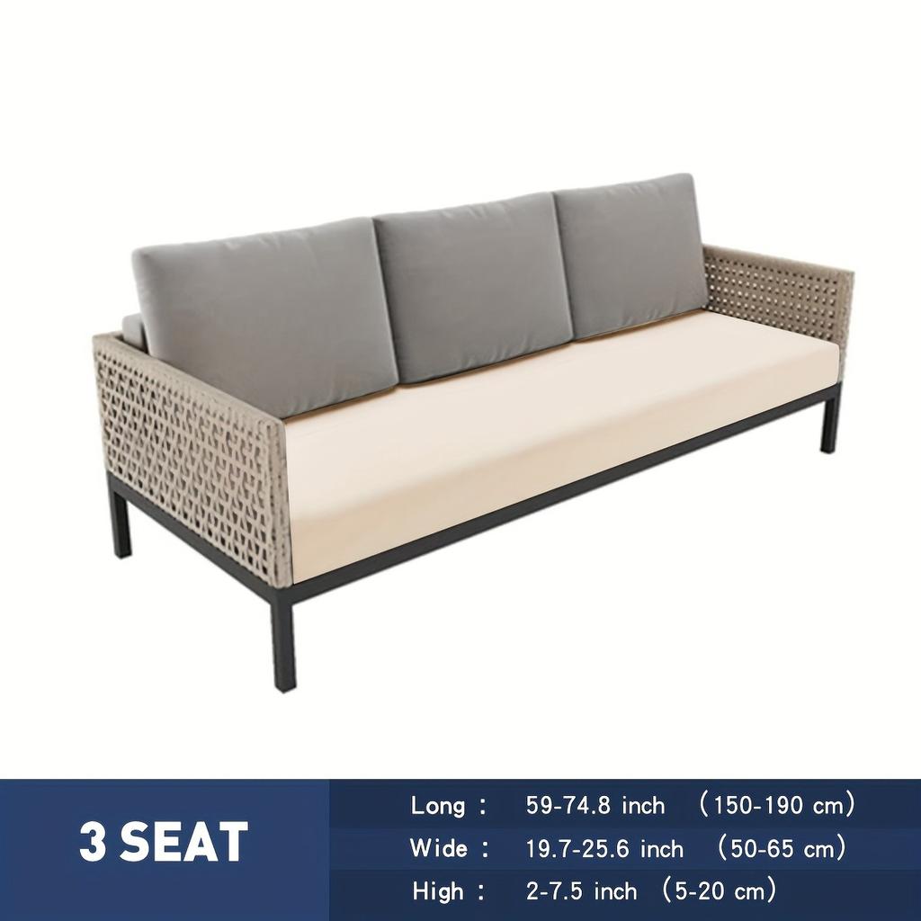 1pc 1/2/3 Seater Elastic Outdoor Courtyard Cushion Cover, Cushion Cover To Replace Courtyard Furniture Sofa Cover, Washable Furniture Protective Cover