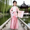 Costume National Dynastie Tang Hanfu pour Filles Tenue Trois Pièces Haut Jupe Ceinture Style Chinois Traditionnel Vêtements d'Enfant pour le Nouvel An Voyage