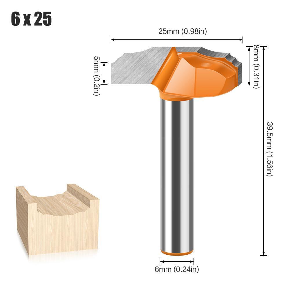 

6 Handle 1/4 Handle Xiaodie Double R Wire Knife Cabinet Door Panel Knife Double Small R Flower Wire Knife Trimmer Milling Cutter Cabinet Door Knife Xiaodie Double R Line Knife 6 * 25