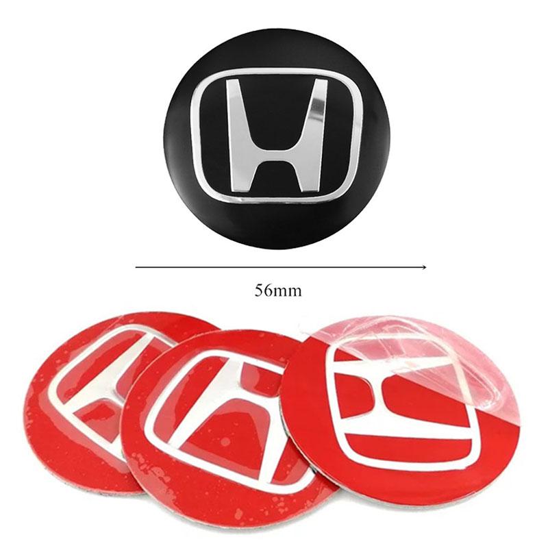 4Pcs Car Wheel Hub Center Metal Decals Sticker Accessories For Honda Civic Fit Jazz Accord Pilot CRV Odyssey Passport City HRV EC5
