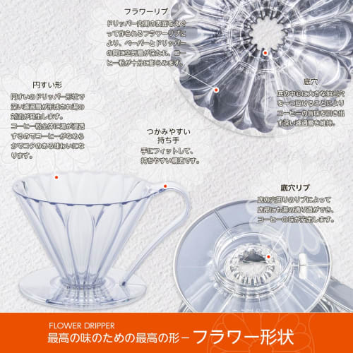 Sanyo Sangyo CAFEC Tritan Flower Dripper CUP1 (1 Cup, Clear) TFD-1