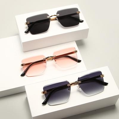 Neue Sonnenbrille mit großem Rahmen und geschnittenen Gläsern, rahmenlose Online-Sonnenbrillen für die Straße der Prominenten, personalisierte Sonnenbrillen der Spitzenklasse.