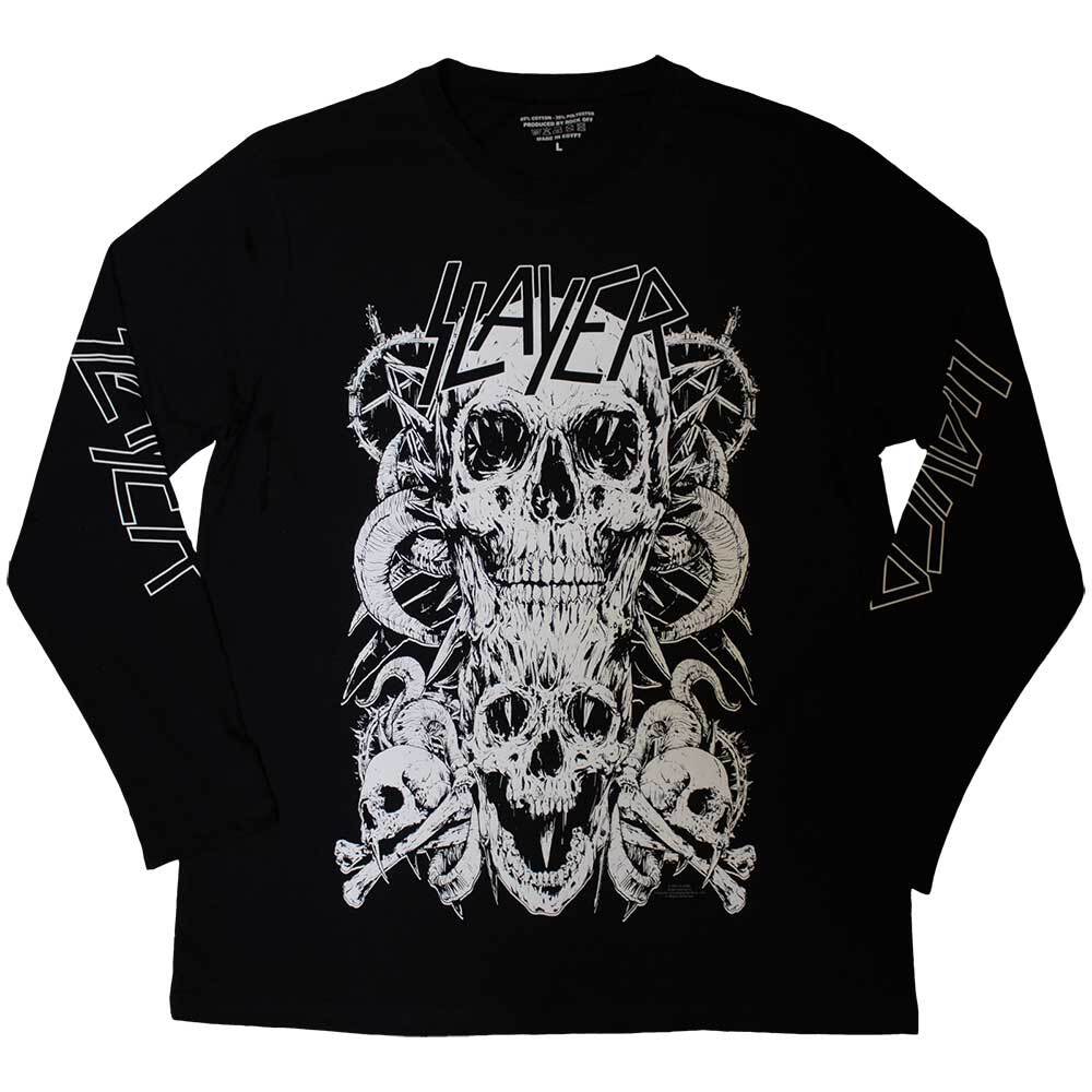 SLAYER White Skulls L/S Shirt Black New Unisex T-Shirt XXL
