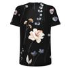 Women's Fashion Casual Short Sleeve Flower Print Round Neck Pullover Top Blouse