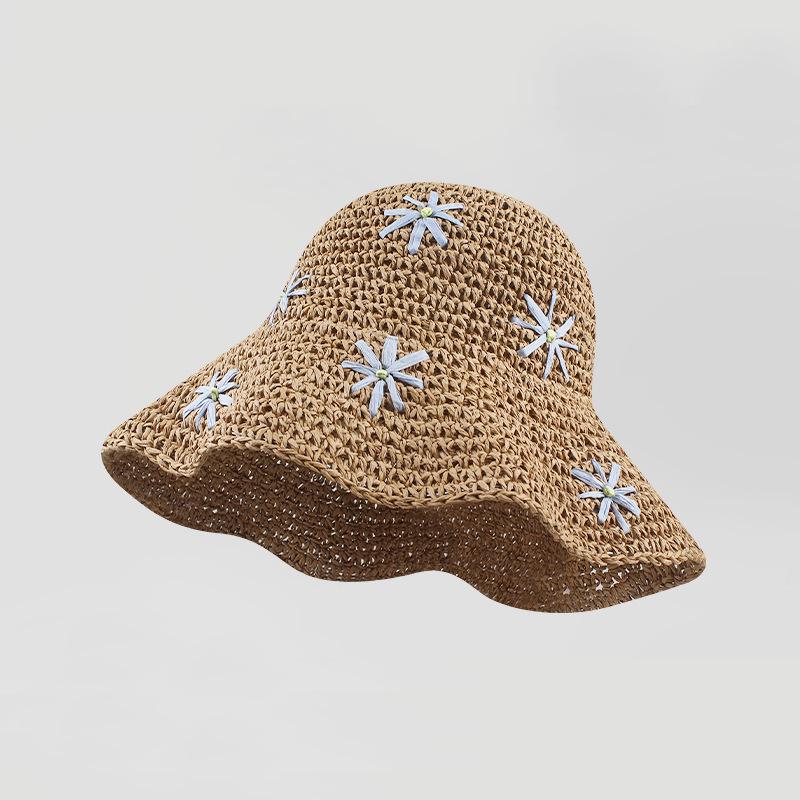 Damski składany, oddychający słomkowy kapelusz przeciwsłoneczny z szerokim rondem na letnie podróże i wakacje