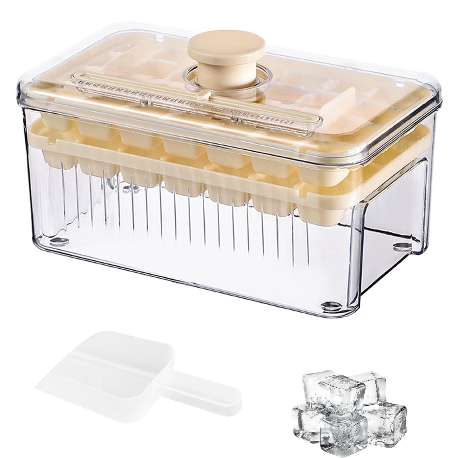 

Charming Decoration Ice Cube Ice Making Ice Maker Square Press to Dispense Easy to Large Capacity Ice Maker with 56 Ice Freezer Water Home жёлтый