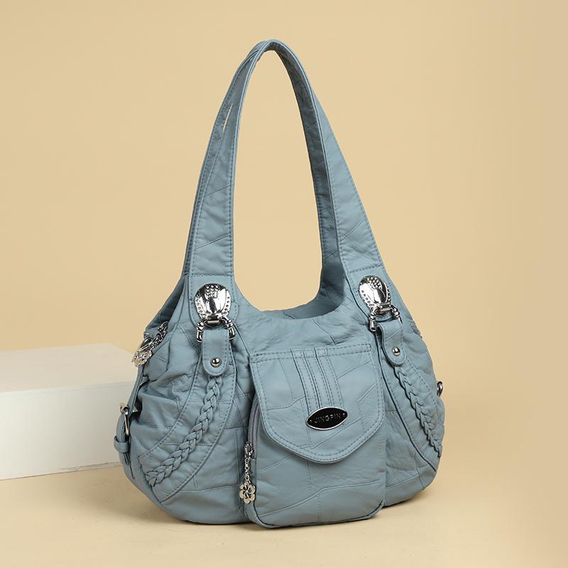 Women's Soft Leather Shoulder Bag Large Capacity Tote Bag Middle-aged Mother Crossbody Bag