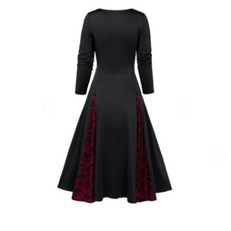 Women Fashion Spring And Autumn Long Sleeve Sexy Solid Color Lace Dresses Party Evening Patchwork Dresses For Women
