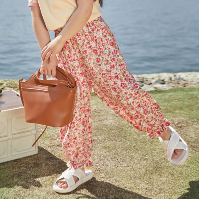 LUSON Chen Dazhu Girls  Summer Ice Silk Floral Lantern Pants 100