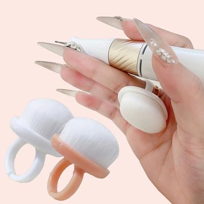 Adjustable Ring Nail Dust Cleaning Brush, Soft Bristle for Nail Gel Dust Removal Manicure Tool