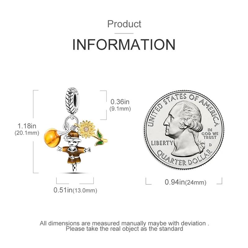 Authentic Charm Bead Charms Copper Pumpkin Sunflower Scarecrow Bead Charms Compatible With Charm Bead Charms Plata Bracelets for Women Jewellery Makin