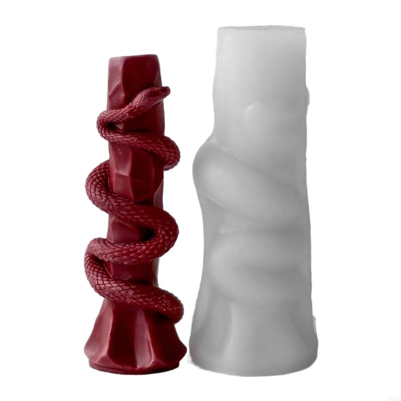 Carved Snake Cylinder Silicone Molds for Epoxy Resin Handmade Pillar Soap Making Silicone Molds X3UC