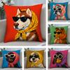 Dog Wearing A Hat Cushion Cover Plush Fabric Soft Double-Sided Printed Sofa Warm Winter Home Child Gift Pillow Case