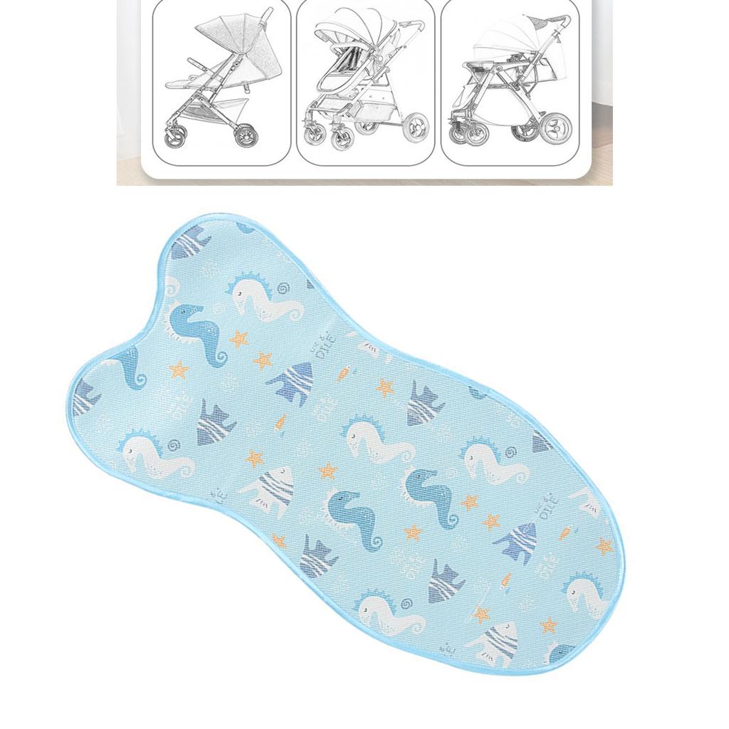 Tapis Refroidisseur d'Été pour Poussette, Coussin de Sommeil Respirant, Doublure pour Poussette, Chaise Haute, Bleu