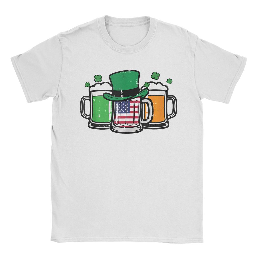 St. Patrick's Day Tasse US-Flagge Saint Pattys Patriotische T-Shirts Unisex Baumwoll-T-Shirt Rundhals-T-Shirts Kurzarm Kleidung Geschenkidee