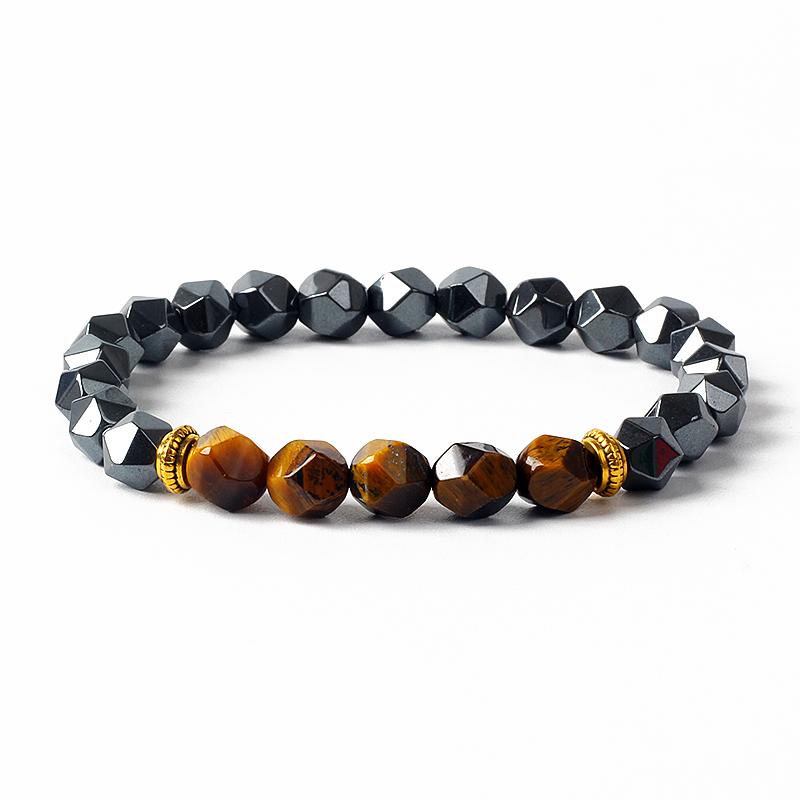 Facted Natural Obsidian Hematite Tiger Eye Beads Bracelets Men for Magnetic Health Protection Women Soul Jewelry Pulsera Hombre