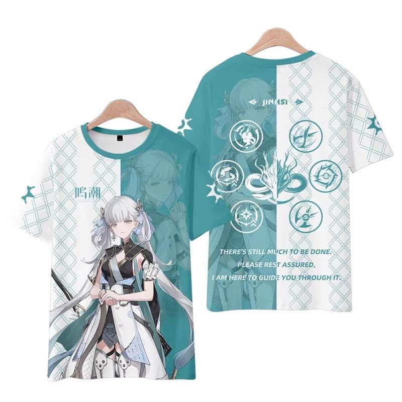 Tricouri Wuthering Waves Cartethyia Imprimate 3D Vară Bărbați Femei Mânecă Scurtă Gât Rotund Tricou Top Harajuku Y2k Anime Cosplay Costum