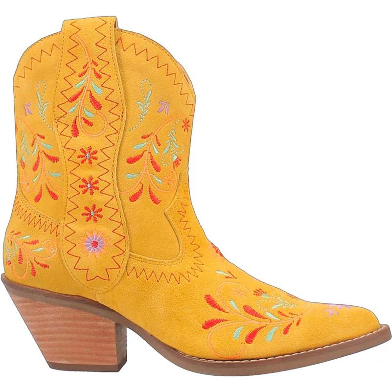 Women Ankle Short Boots Round Toe Thick High Heels Embroidery Flower Western Cowboy Boots Ladies Fashion Shoes Winter 46