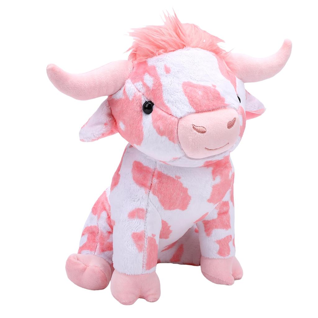 Pink Cow Plush Toy Cute Highland Cattle Stuffed Animal Doll for Kids Boys Girls Valentine Day