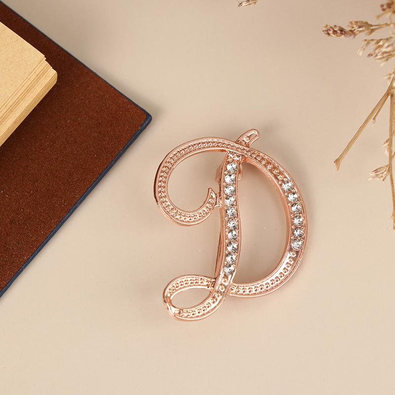 Women Luxury Letter Brooch Pins In Rose Gold Color   English Alphabet Pins Cute Jewelry Accessories Gift