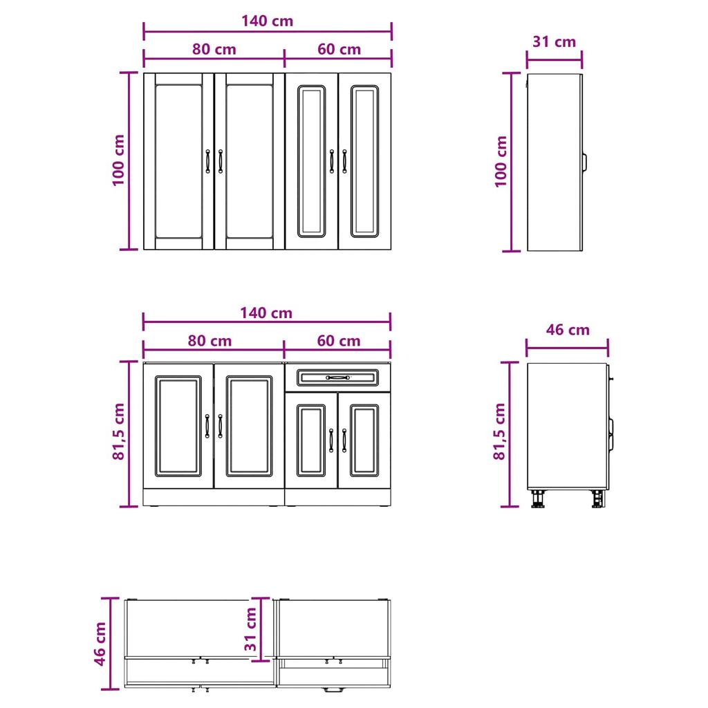 Kitchen Unit KALMAR 4 Pcs Concrete Grey Engineered Wood