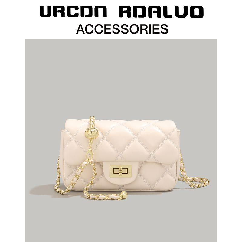 

Ur Pink Quilted Shoulder Crossbody Bag Work Clothing Small Golden Balls Beige