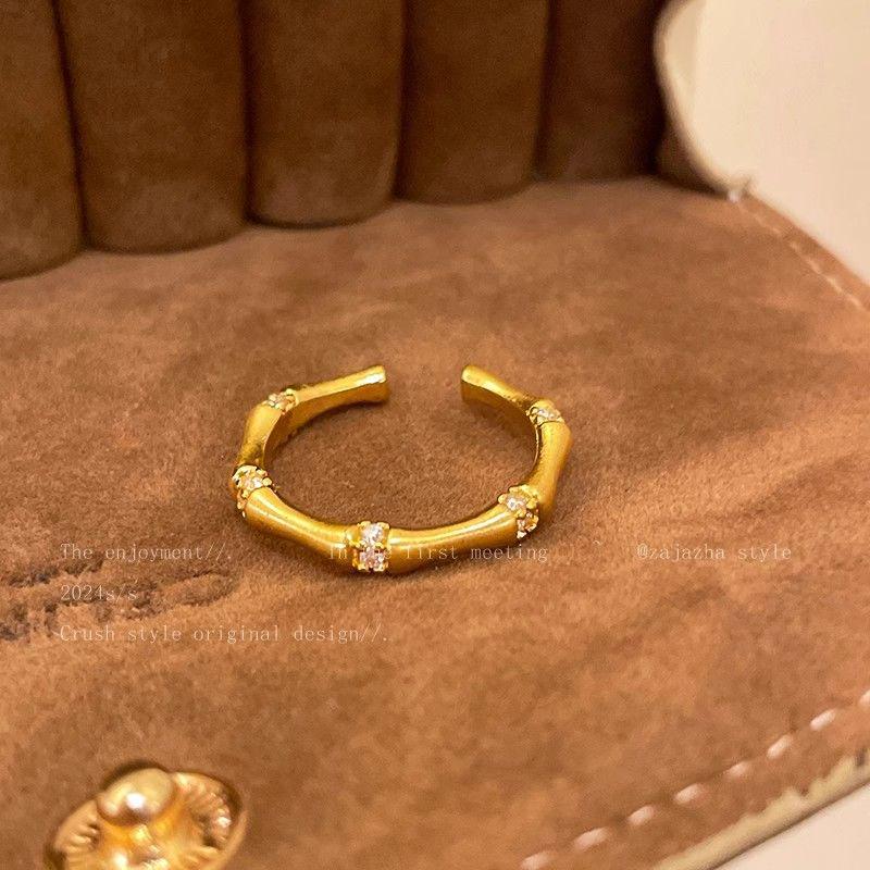 Gold Retro Tiger s Eye Adjustable Index Finger Ring – Versatile, High-End, Stackable Design Adjustable Open