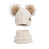 Children's hats Outdoor warm three-piece set Boys and girls fleece ear protector pullover hat Cute hairball knitted wool hat